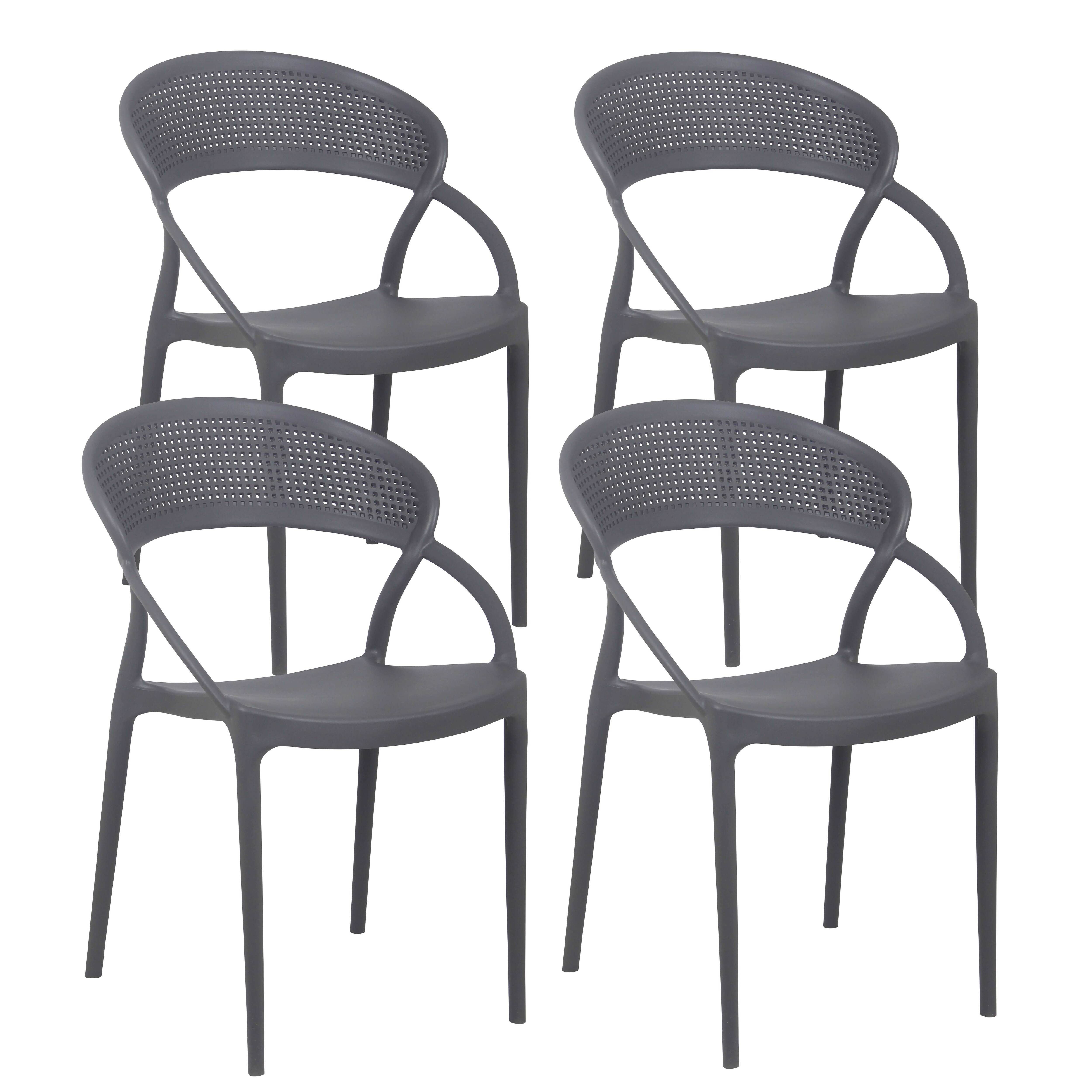 Oviala - Lot de 4 chaises de terrasse grises Madrid - Oviala - Image 1