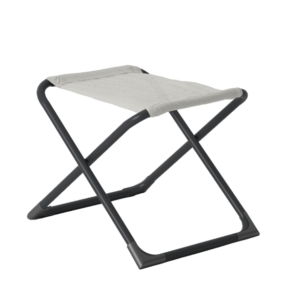 Fiam - Repose-Pieds CHICO Aluminium ANTHRACITE Texfil BLANC BEIGE 49x61x42 cm FIAM