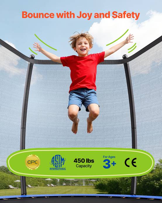 Vevor - VEVOR Trampoline extérieur 427 x 427 cm, structure acier antirouille, filet de sécurité 360%2B, coussin épais, capacité 204 kg, certifié ASTM. - Image 2
