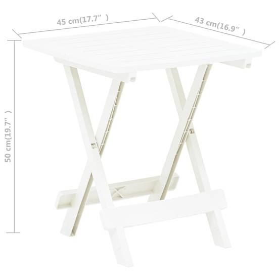 Table pliable de jardin plastique blanc 45 x 43 x 50 cm - PANGIVO - Image 7