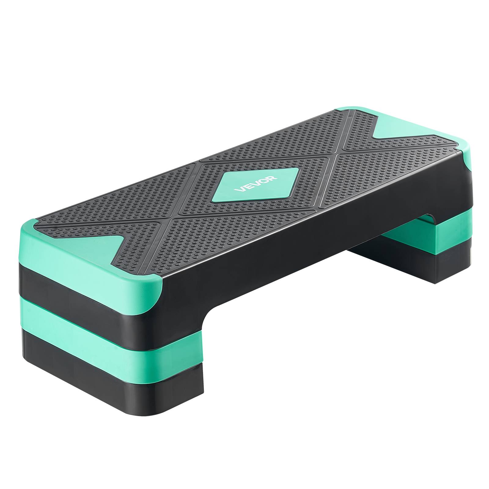 Vevor - VEVOR Stepper aérobic 71 cm, plateforme réglable 10–20 cm, antidérapante avec 4 rehausseurs, support 250 kg, compact pour domicile, vert. - Image 1