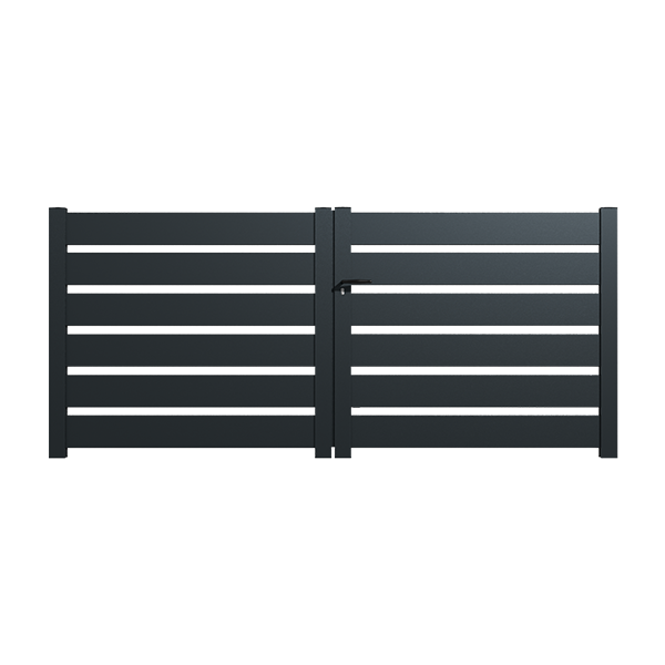 Portail Packit - Portail alu battant SAH en kit dim. L.3000 (entre piliers) x H.1500 mm  Gris (RAL 7016) - Imagen 2