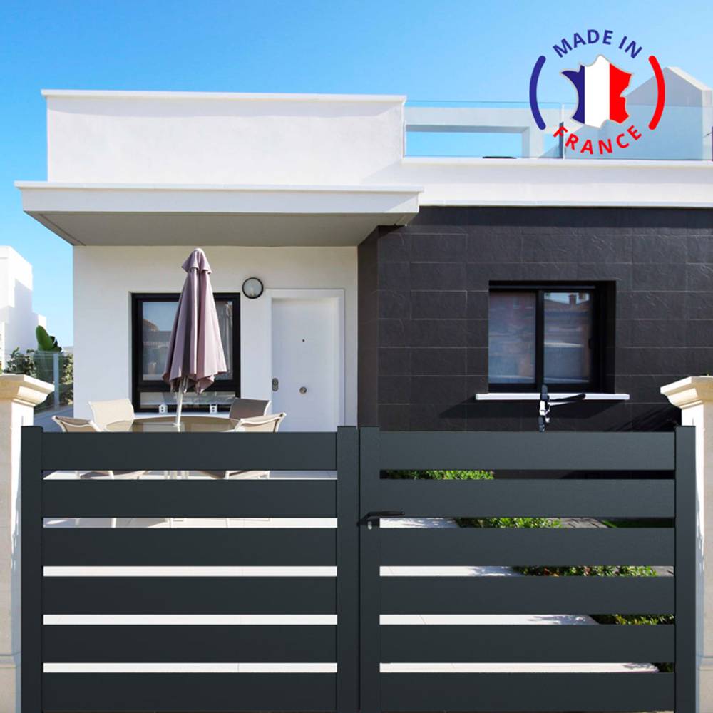 Portail Packit - Portail alu battant SAH en kit dim. L.3000 (entre piliers) x H.1500 mm  Gris (RAL 7016) - Imagen 1