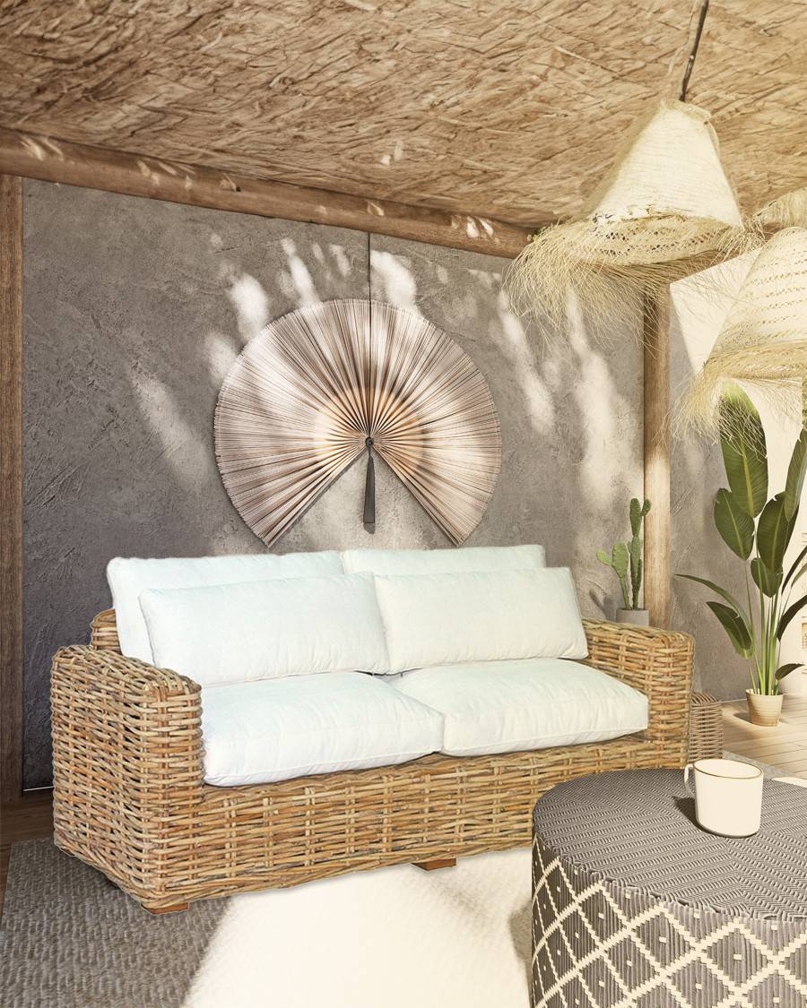 Cassiopée - Canapé de jardin en rotin 3 places - UNIQKA - Imagen 2