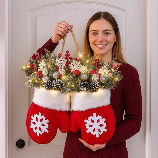 Couronne de Noël scintillante avec 120 LED, guirlande artificielle pour porte d'entrée, boules de Noël suspendues pour décoration murale - Image 3