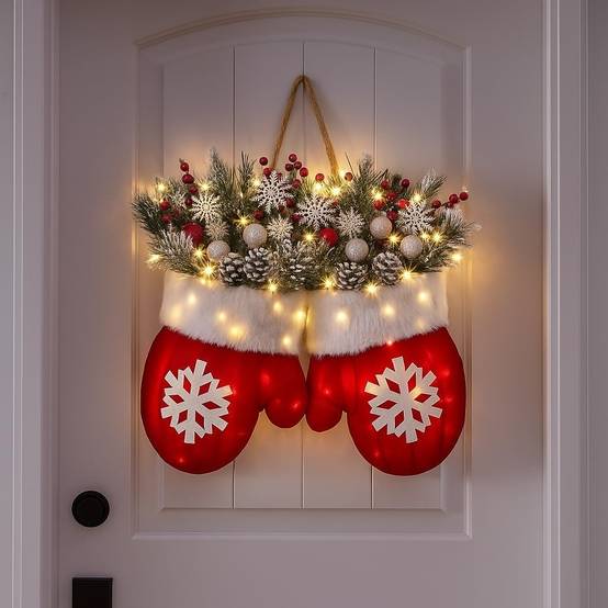 Couronne de Noël scintillante avec 120 LED, guirlande artificielle pour porte d'entrée, boules de Noël suspendues pour décoration murale - Image 1