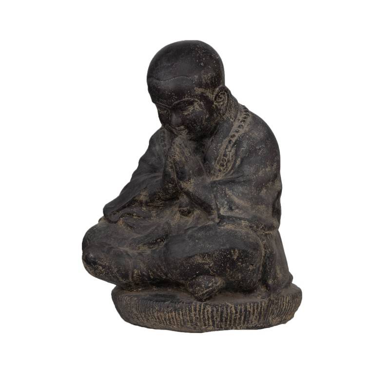 Jardinex - Statue jardin moine bouddhiste assis (grand format) - Gris 47 cm - Jardinex - Image 5