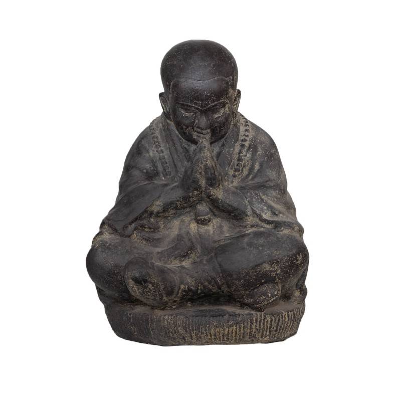 Jardinex - Statue jardin moine bouddhiste assis (grand format) - Gris 47 cm - Jardinex - Image 4