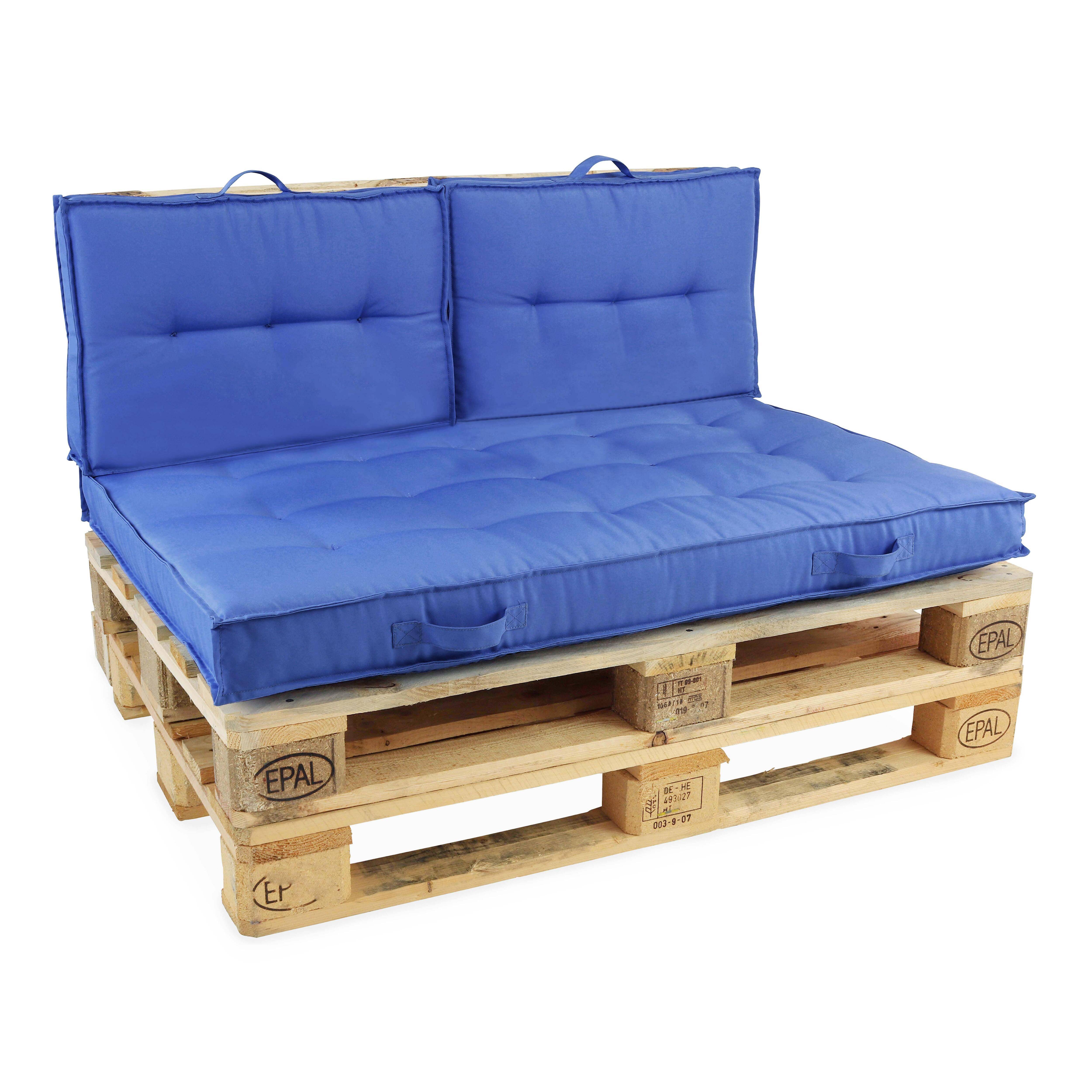 Oviala - Pack salon de jardin palettes et cousinage bleu Cuzco - Oviala - Image 1