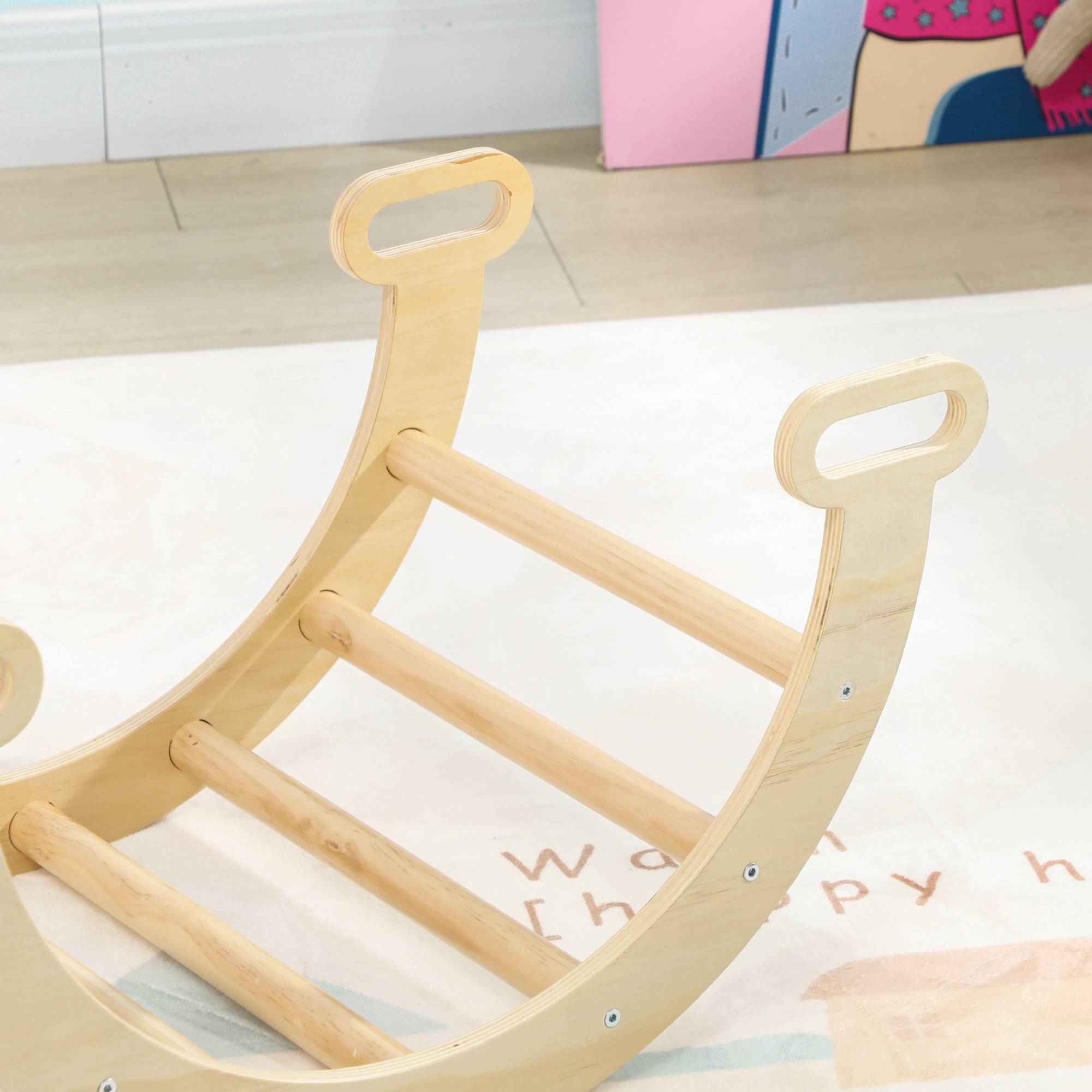 Arche escalade enfants bascule en bois d'intérieur pour garçons & filles, tout-petits de 18 à 48 mois, bois naturel - Image 10