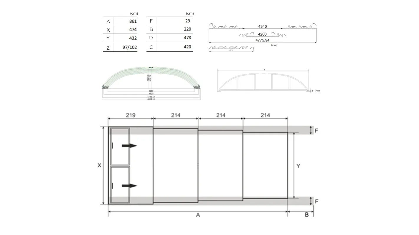 Altanka - Abri de piscine Horizon - 8,61x4,20 m - polycarbonate alvéolaire 8 mm - Couleur Ral7016 Graphite - ECO203 - Imagen 1
