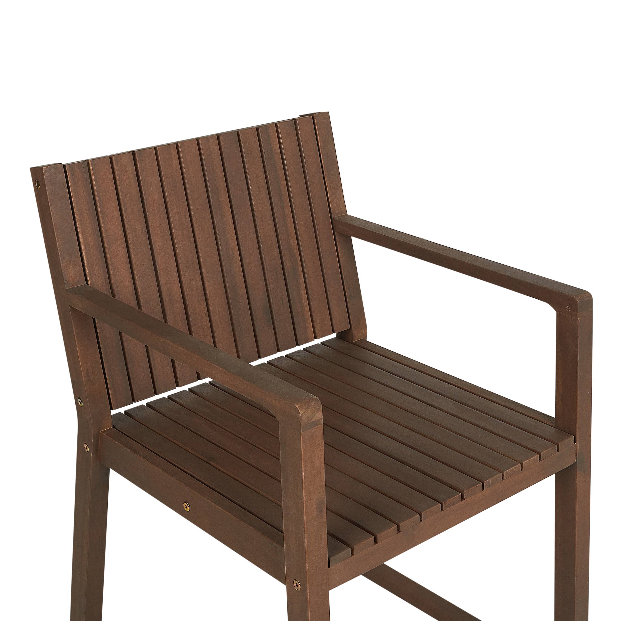Beliani - Set 8 Chaises de Salle à Manger Extérieur en Bois d'Acacia Foncé avec Coussins Gris Jardin Rustique - Imagen 8