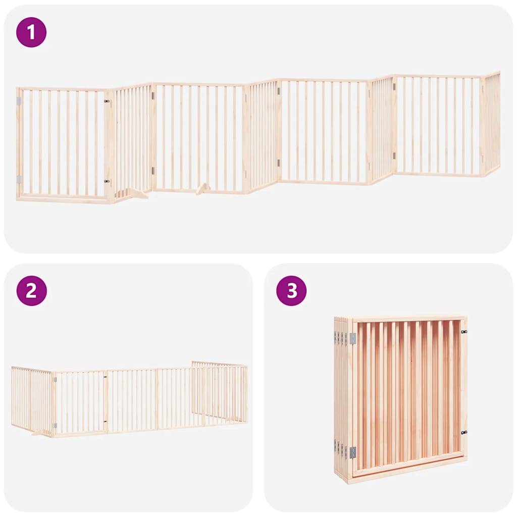 Grande barrière haute chien bois pliable 8 panneaux intérieur Brun 640x90 cm – ComfortXL Outdoor Living - Image 3