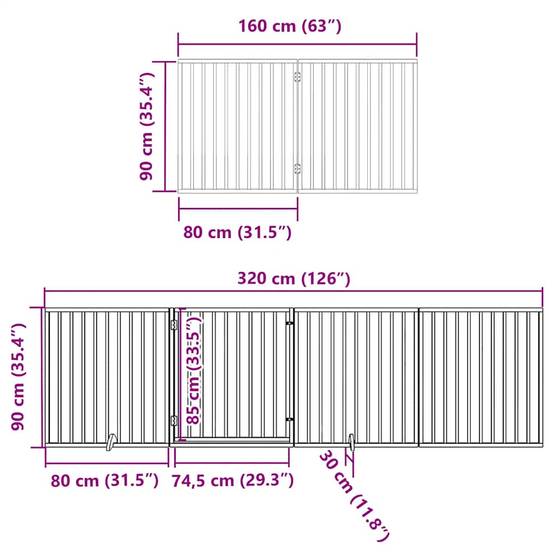 Grande barrière haute chien bois pliable 8 panneaux intérieur Brun 640x90 cm – ComfortXL Outdoor Living - Image 2