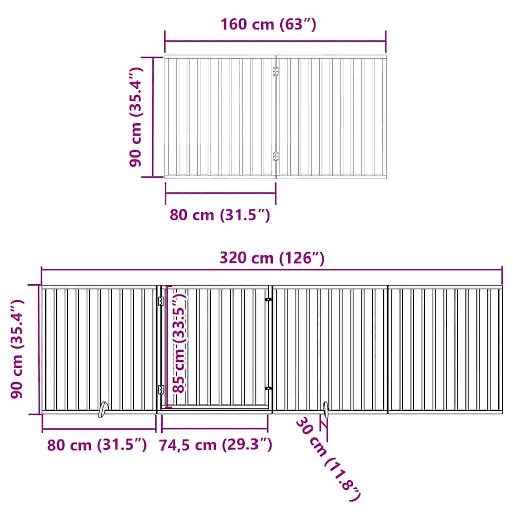 Grande barrière haute chien bois pliable 8 panneaux intérieur Brun 640x90 cm – ComfortXL Outdoor Living - Image 2
