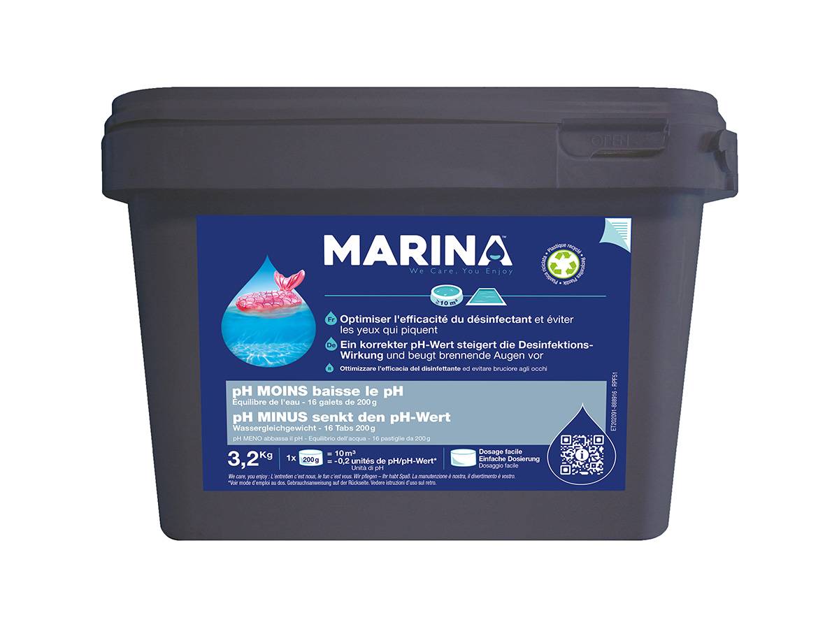pH moins galets pré-dosés pour 10 m³ 3,2 kg - Marina