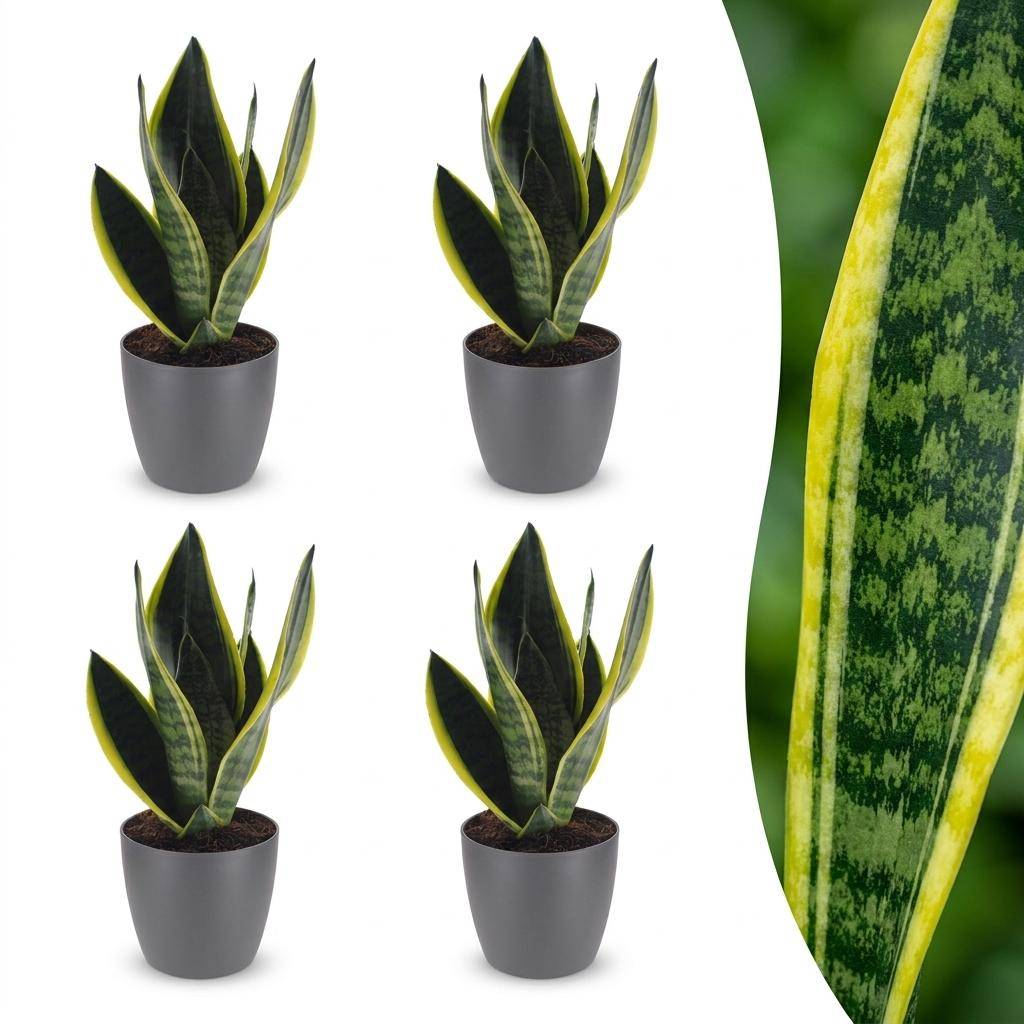 Sansevieria Futura Superba - Langue de belle-mère - Pot de 12cm - 4 plantes - Gris - Plantes d'intérieur