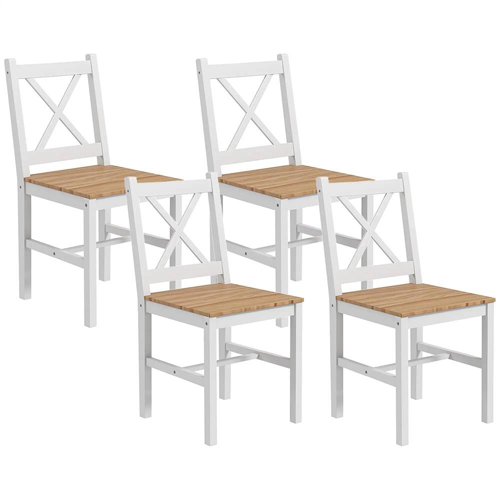 KOMHTOM - Lot de 4 chaises design style maison de campagne, cadre blanc – Parfaites pour salle à manger, cuisine ou salon - Image 5