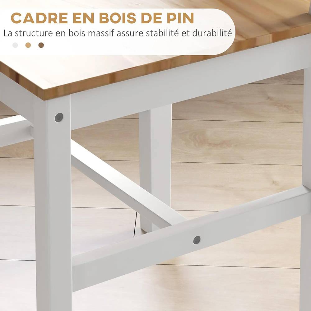 KOMHTOM - Lot de 4 chaises design style maison de campagne, cadre blanc – Parfaites pour salle à manger, cuisine ou salon - Image 2