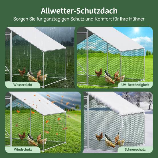 Enclos poulailler 6m² parc grillagé acier galvanisé pour poules protection plein air 3x2m - ComfortXL Outdoor Living - Image 5