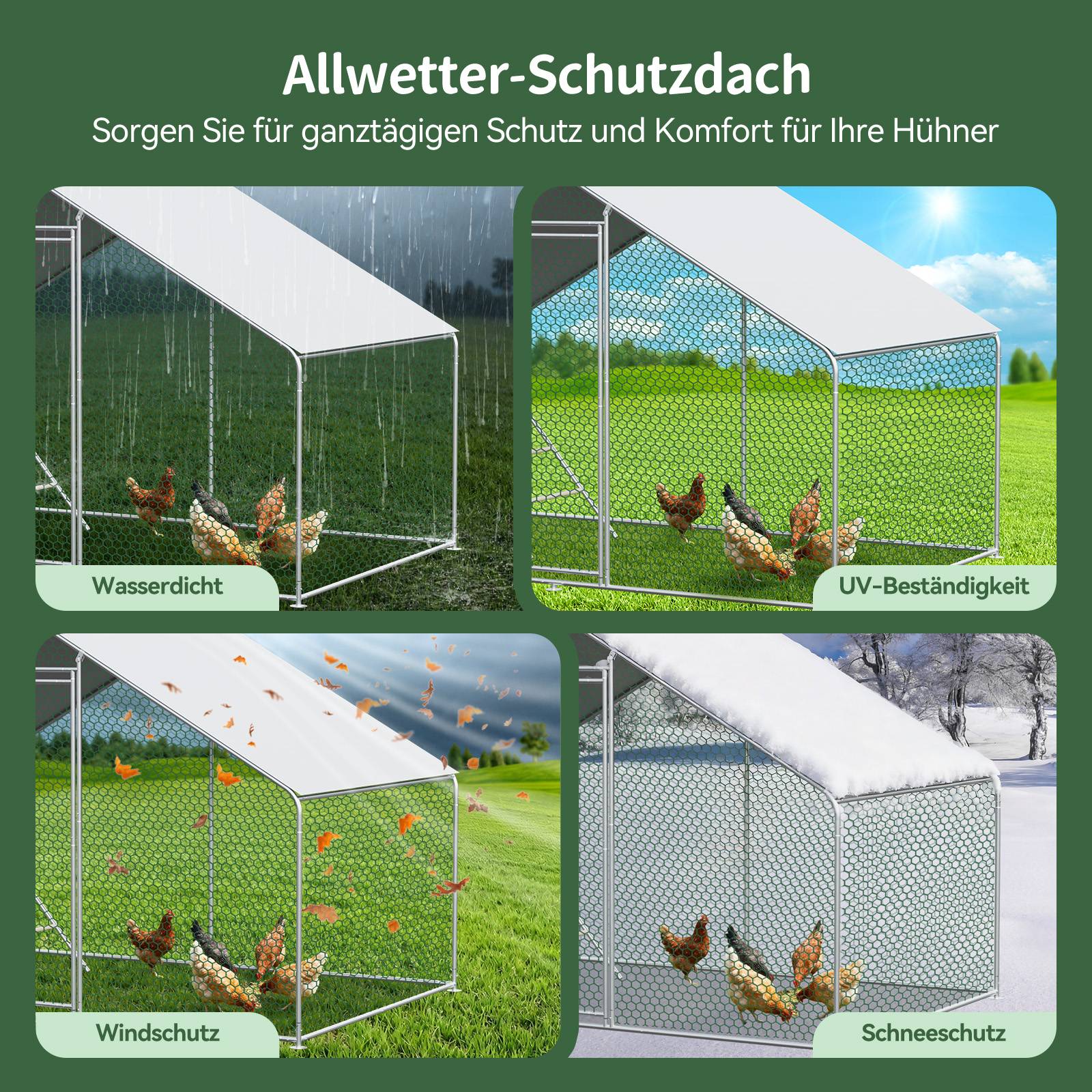 Enclos poulailler 6m² parc grillagé acier galvanisé pour poules protection plein air 3x2m - ComfortXL Outdoor Living - Image 5