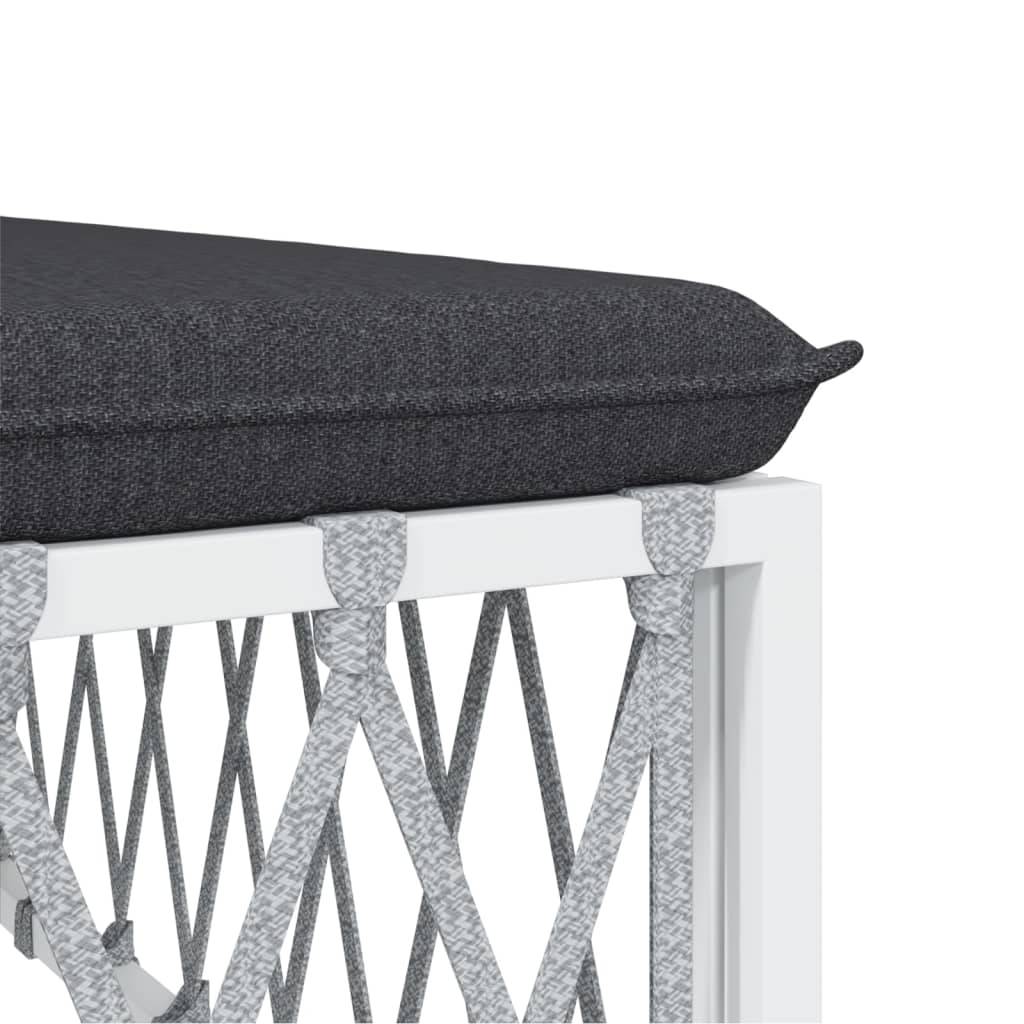 Helloshop26 - Salon de jardin meuble d'extérieur ensemble de mobilier avec coussins 5 pièces blanc acier - Imagen 5