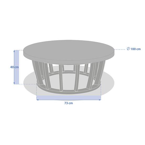 Hesperide - Table basse de jardin ronde "Lemindo" 100cm en eucalyptus Hespéride - Image 6