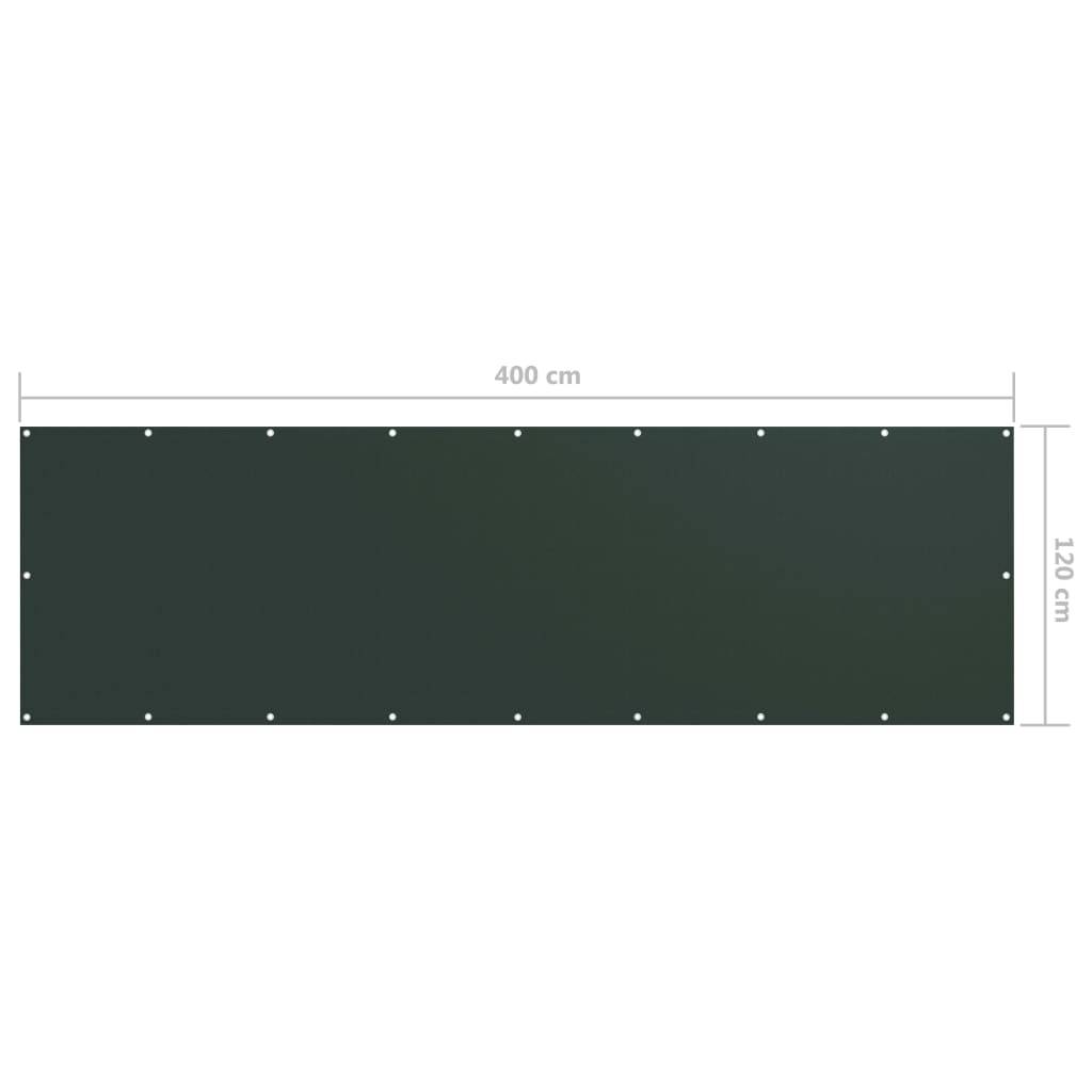 Helloshop26 - Écran de balcon brise pare vue protection confidentialité vert foncé 120 x 400 cm tissu oxford - Imagen 5