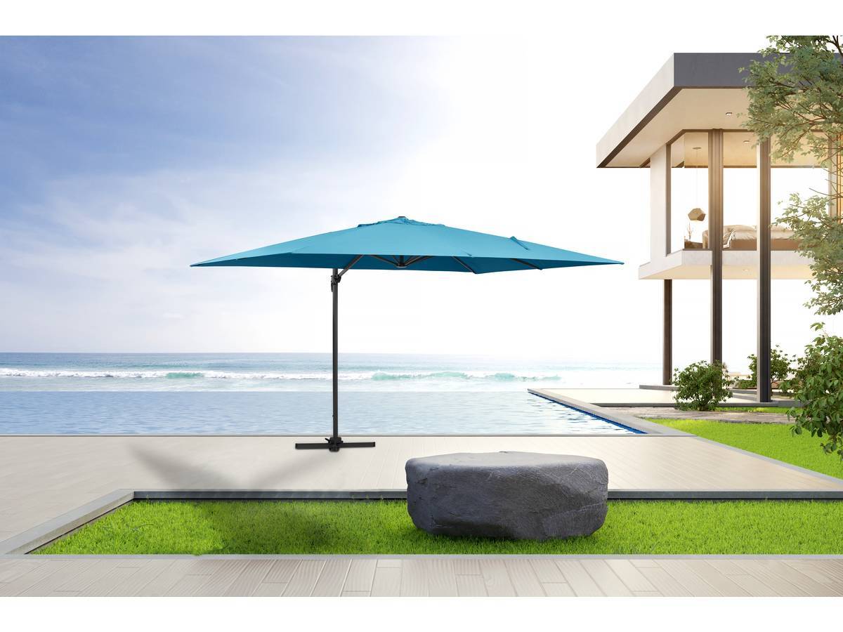 Habitat Et Jardin - Parasol Jardin Déporté Alu "sun 4" - Rectangle - 3 X 4 M - Bleu + Housse De Protection -habitat Et Jardin - Imagen 2