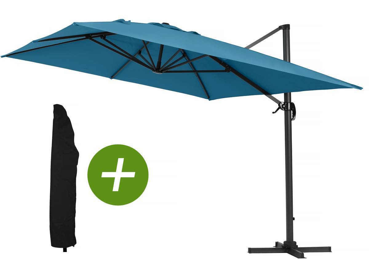 Habitat Et Jardin - Parasol Jardin Déporté Alu "sun 4" - Rectangle - 3 X 4 M - Bleu + Housse De Protection -habitat Et Jardin - Imagen 1