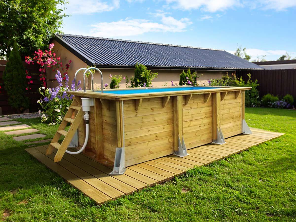 Ubbink - Piscine bois Linéa UrbanPool 4,50 x 2,50 x 1,40 m - Liner bleu - Ubbink - Imagen 4