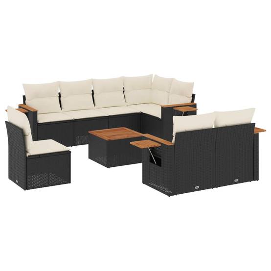 Salon de jardin en poly rotin 9 places modulable avec table d'appoint intégrée Noir – ComfortXL Outdoor Living - Image 2