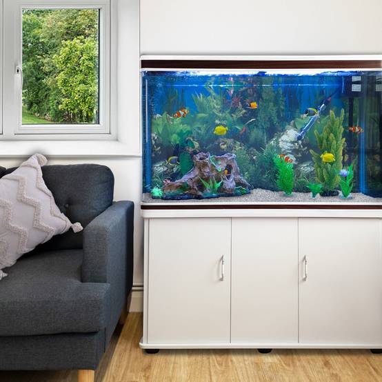 Monstershop - Aquarium Blanc avec Meuble de support Blanc assorti et Gravier Blanc - Image 2