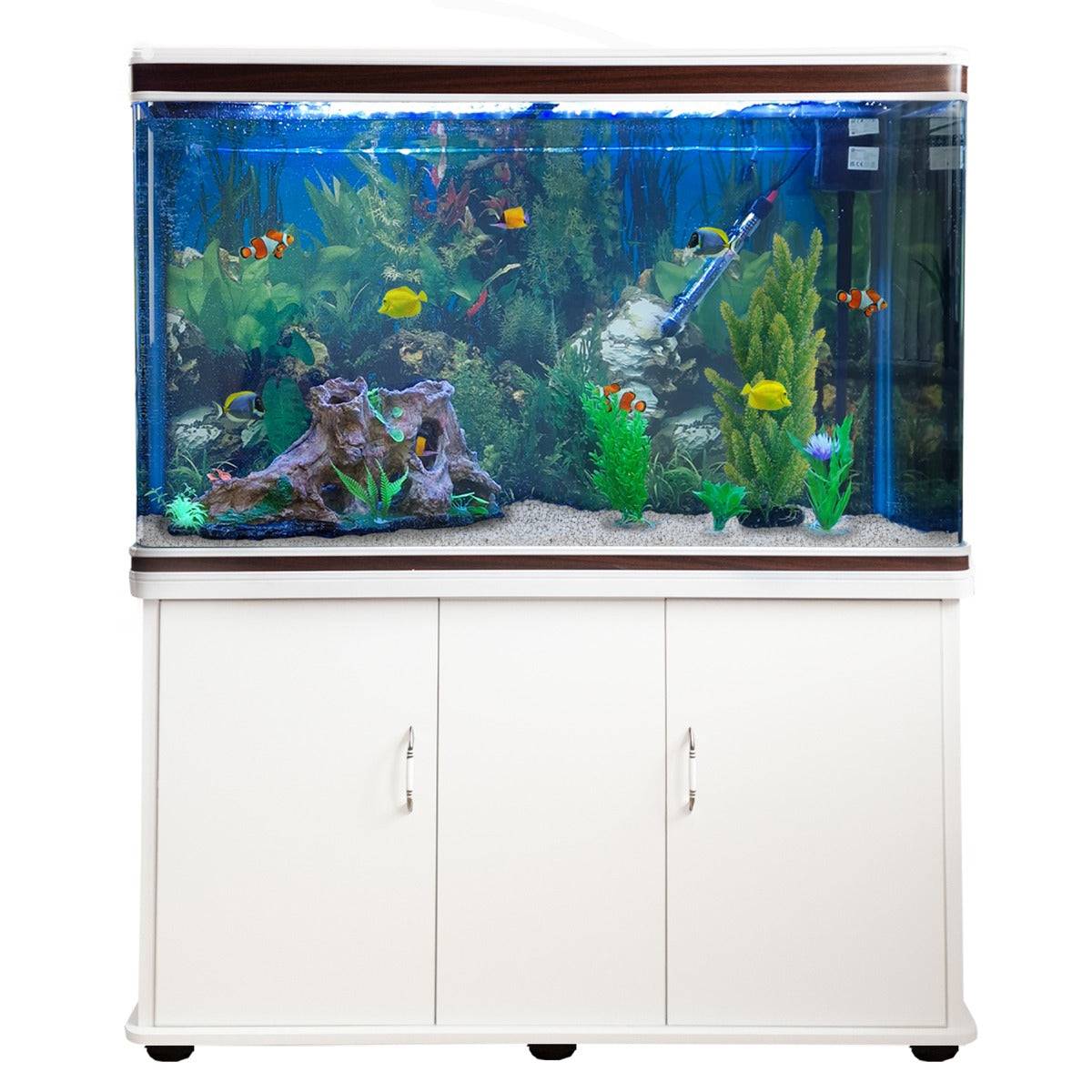 Monstershop - Aquarium Blanc avec Meuble de support Blanc assorti et Gravier Blanc - Image 1
