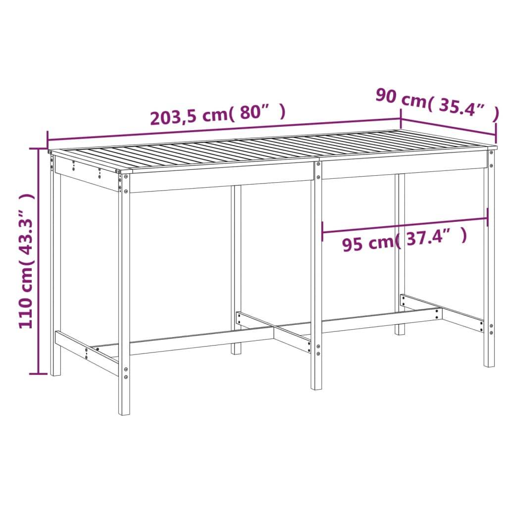 Table de jardin bois massif douglas 203,5 x 90 x 110 cm - PANGIVO - Image 7