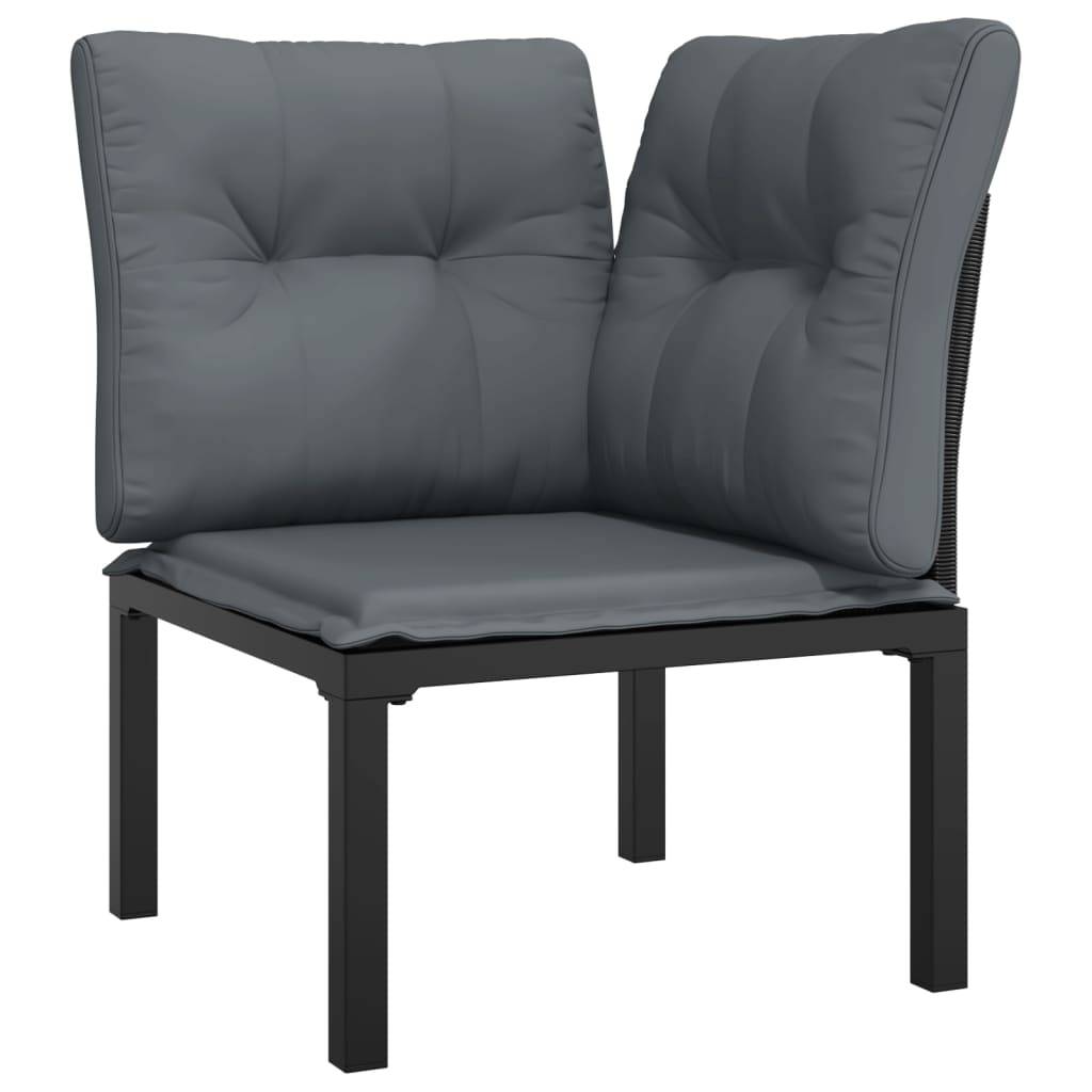 Salon de jardin 3 pcs | Mobilier d'extérieur noir et gris résine tressée Maison Chic - Image 4