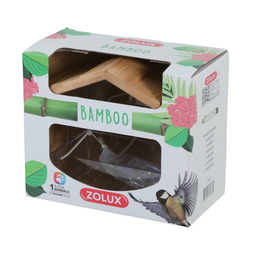 Zolux - Mangeoire de fenêtre Bamboo S, 20 x 11x 17 cm pour oiseaux - Imagen 3