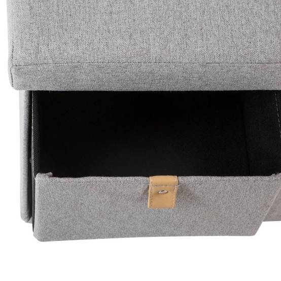 Atmosphera - Pouf pliant double "Suède" gris 6 tiroirs - Atmosphera Créateur d'intérieur - Image 2