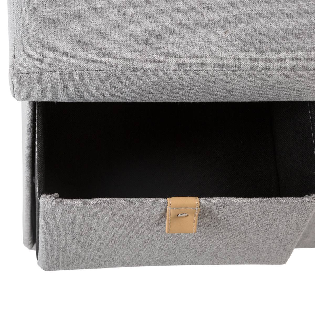 Atmosphera - Pouf pliant double "Suède" gris 6 tiroirs - Atmosphera Créateur d'intérieur - Imagen 2