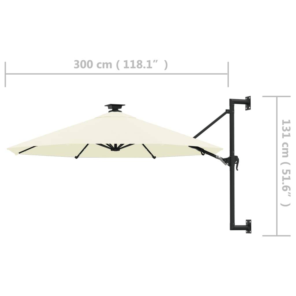 Helloshop26 - Parasol mural avec mât métallique et led 300 cm sable - Imagen 8