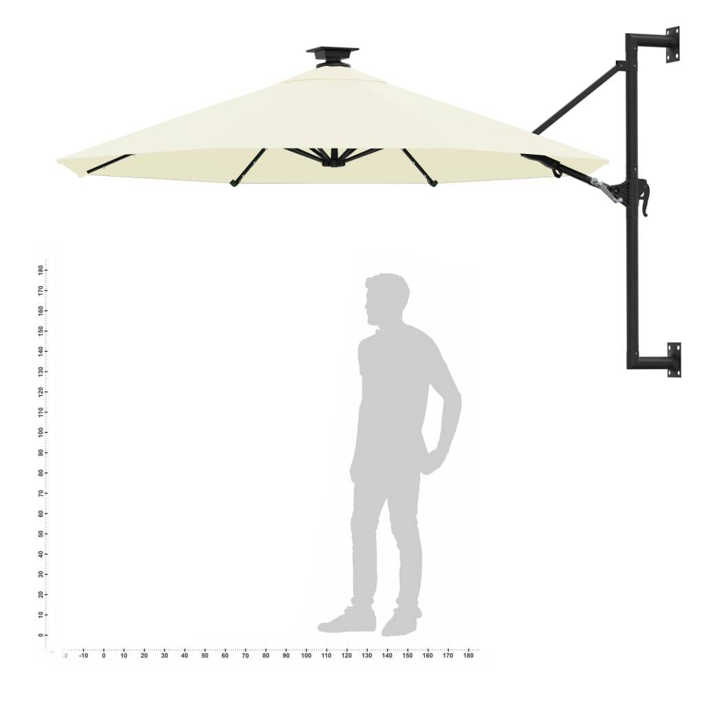 Helloshop26 - Parasol mural avec mât métallique et led 300 cm sable - Imagen 9