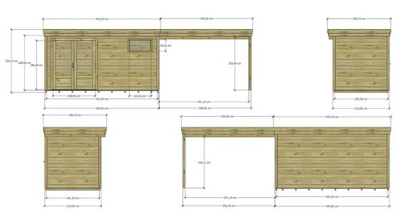 ABRI DE JARDIN bois autoclave 27mm - 7,84x2,14m / 17m2 - Bac acier - Plancher bois - Image 4