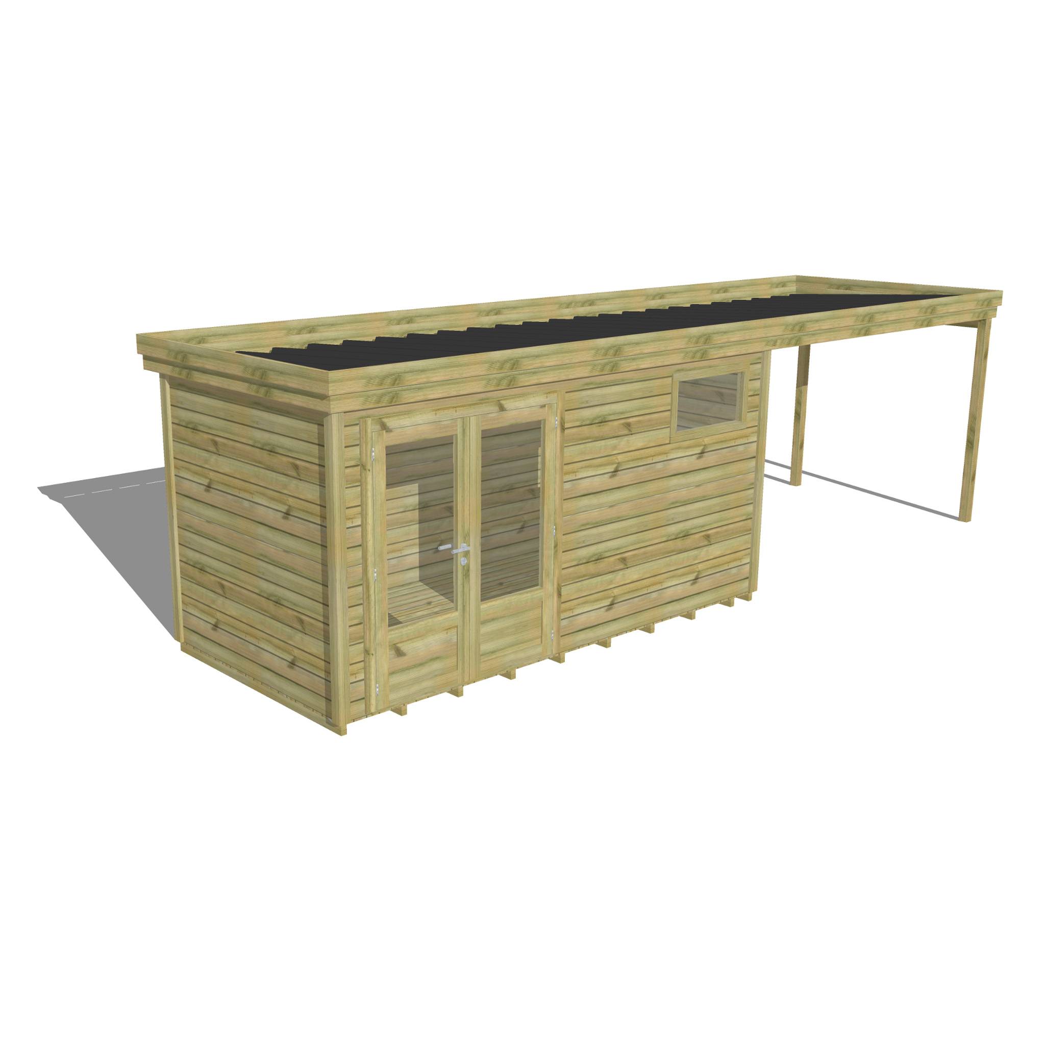 ABRI DE JARDIN bois  autoclave 27mm - 7,84x2,14m / 17m2 - Bac acier - Plancher bois - Image 1