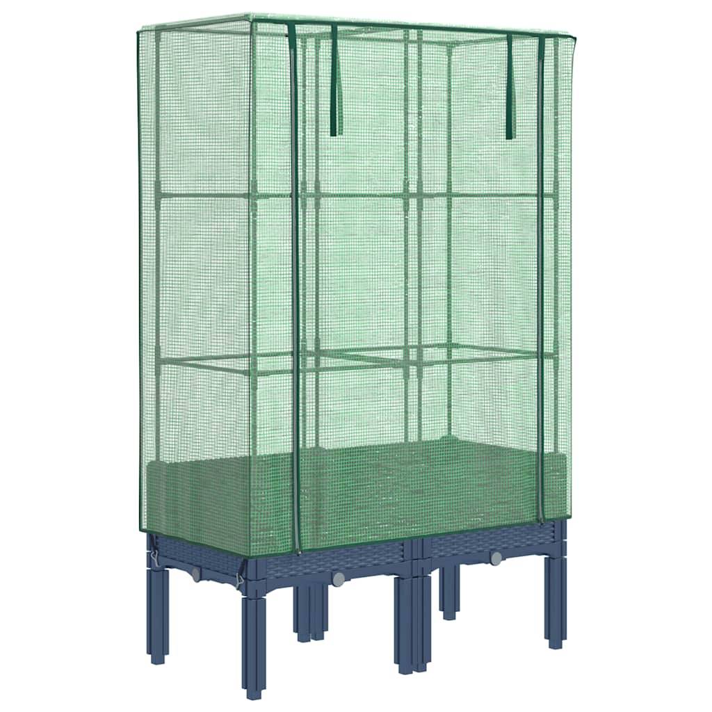Jardinière surélevée PP bleu-gris avec housse PE 80 x 40 x 140 cm - PANGIVO - Image 2
