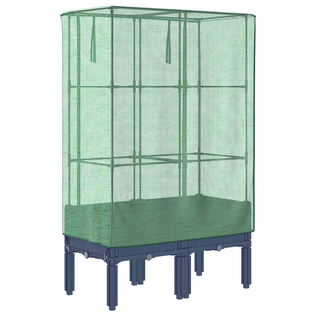 Jardinière surélevée PP bleu-gris avec housse PE 80 x 40 x 140 cm - PANGIVO - Image 6