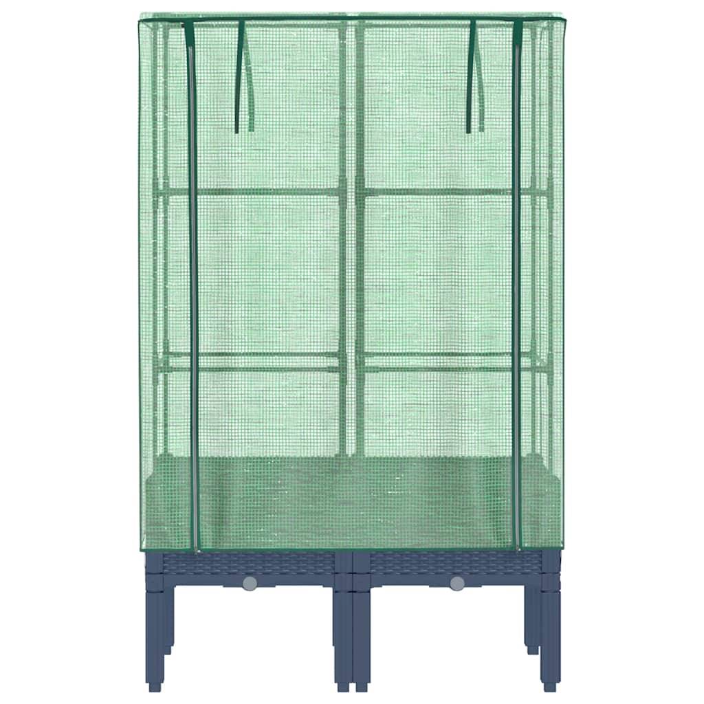 Jardinière surélevée PP bleu-gris avec housse PE 80 x 40 x 140 cm - PANGIVO - Image 4