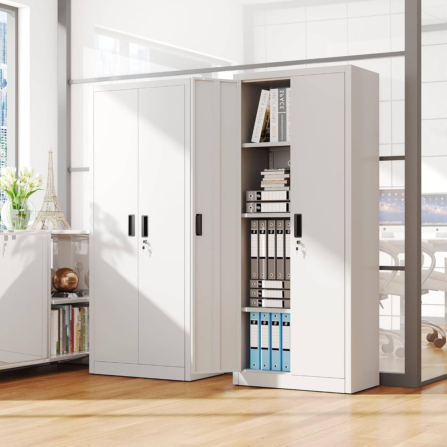 Armoire métallique avec 3 étagères réglables en hauteur 170 x 70 x 38 cm - Image 2