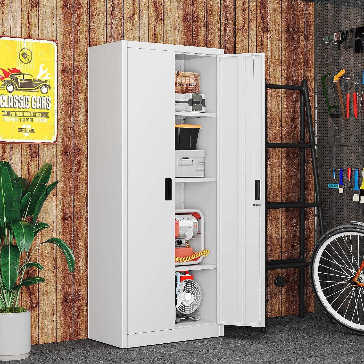 Armoire métallique avec 3 étagères réglables en hauteur 170 x 70 x 38 cm - Image 3
