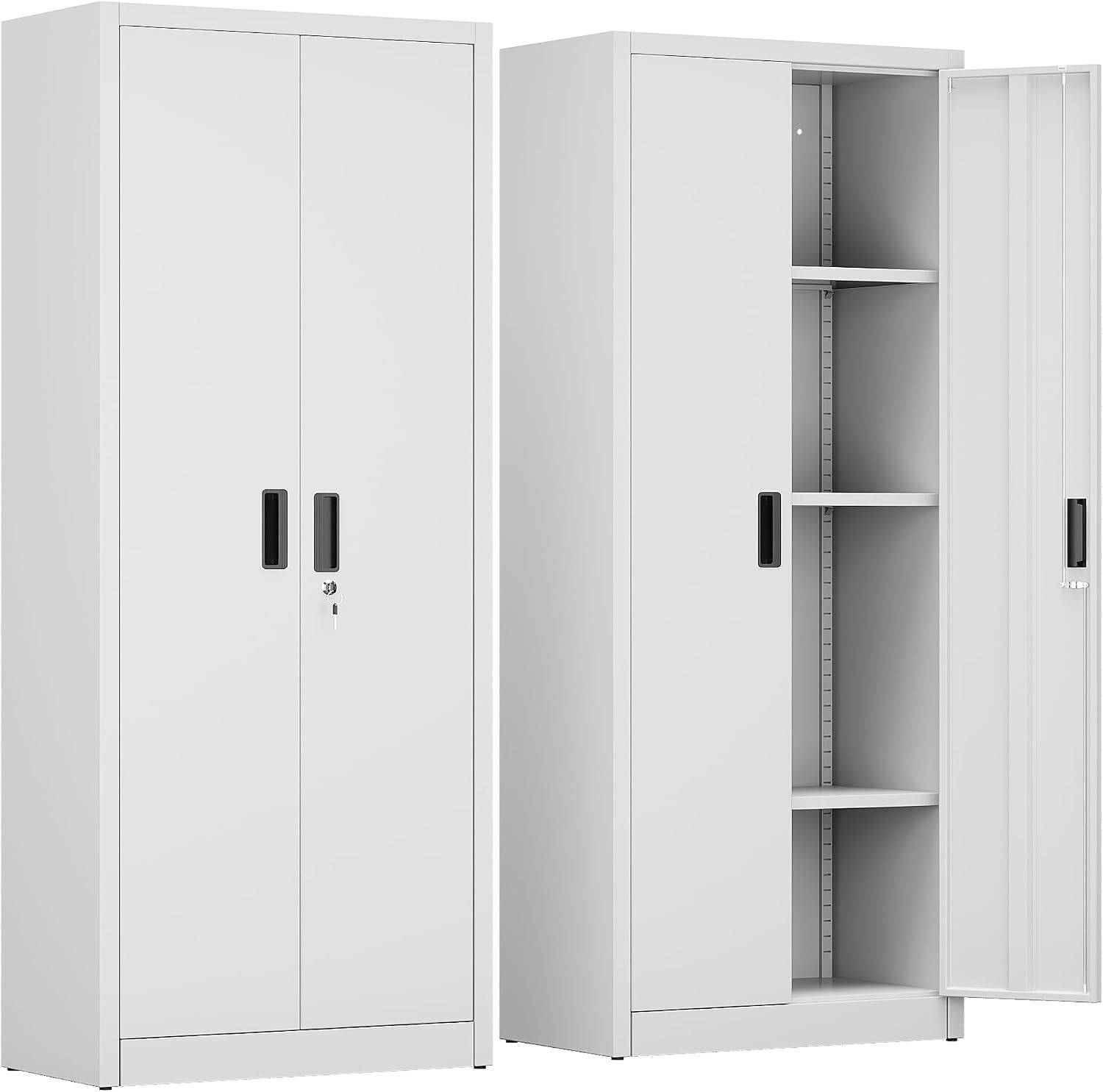 Armoire métallique avec 3 étagères réglables en hauteur 170 x 70 x 38 cm - Image 1