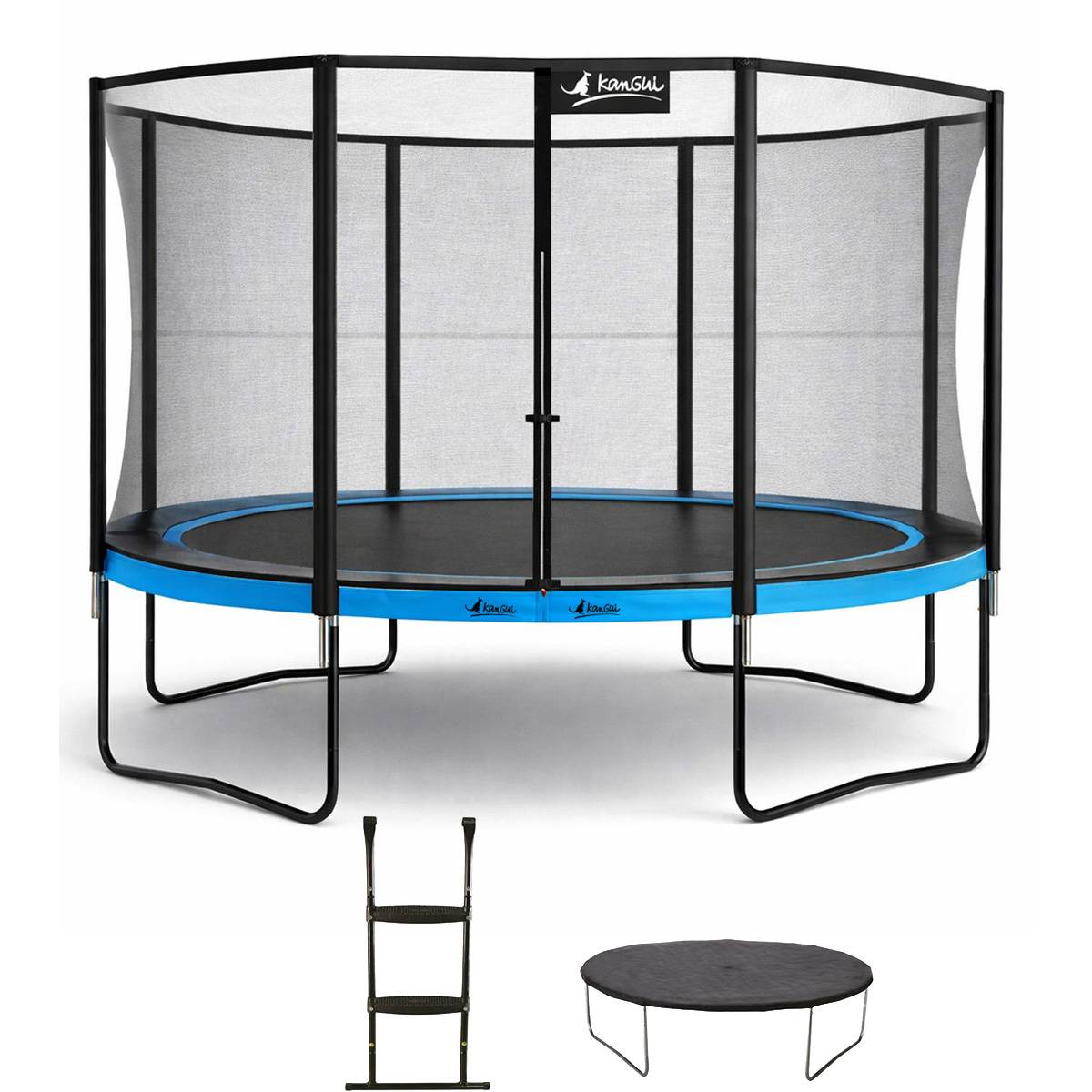 Kangui - Trampoline Ø 430cm + filet de sécurité + échelle + bâche - PUNCHI 430 Bleu Kangui - Image 1